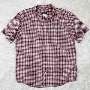 Patagonia men’s red white blue button down shirt  short sleeve Sz L ches…
